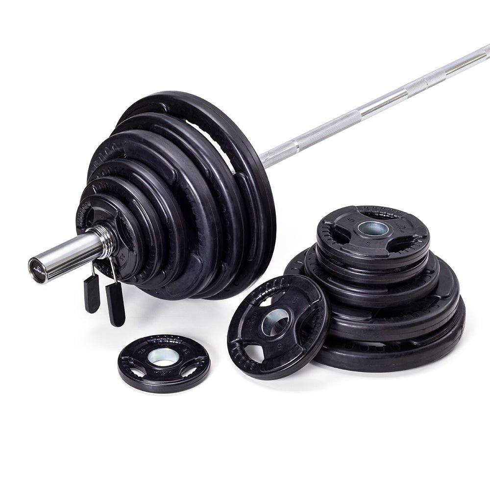310lbs Virgin Rubber Grip Olympic Weight Set Plates w/ 700lbs Barbell
