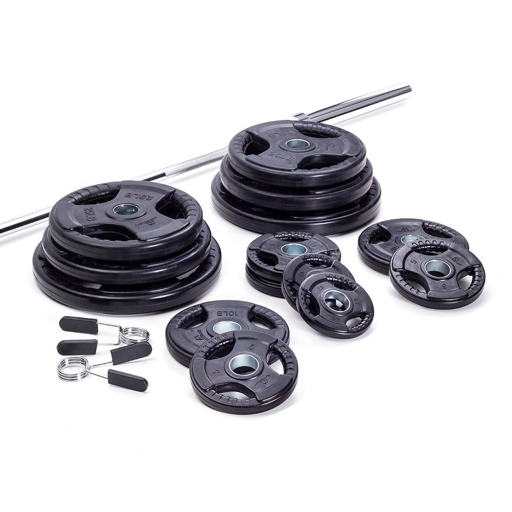 300lbs Virgin Rubber Grip Olympic Weight Set Plates 2"