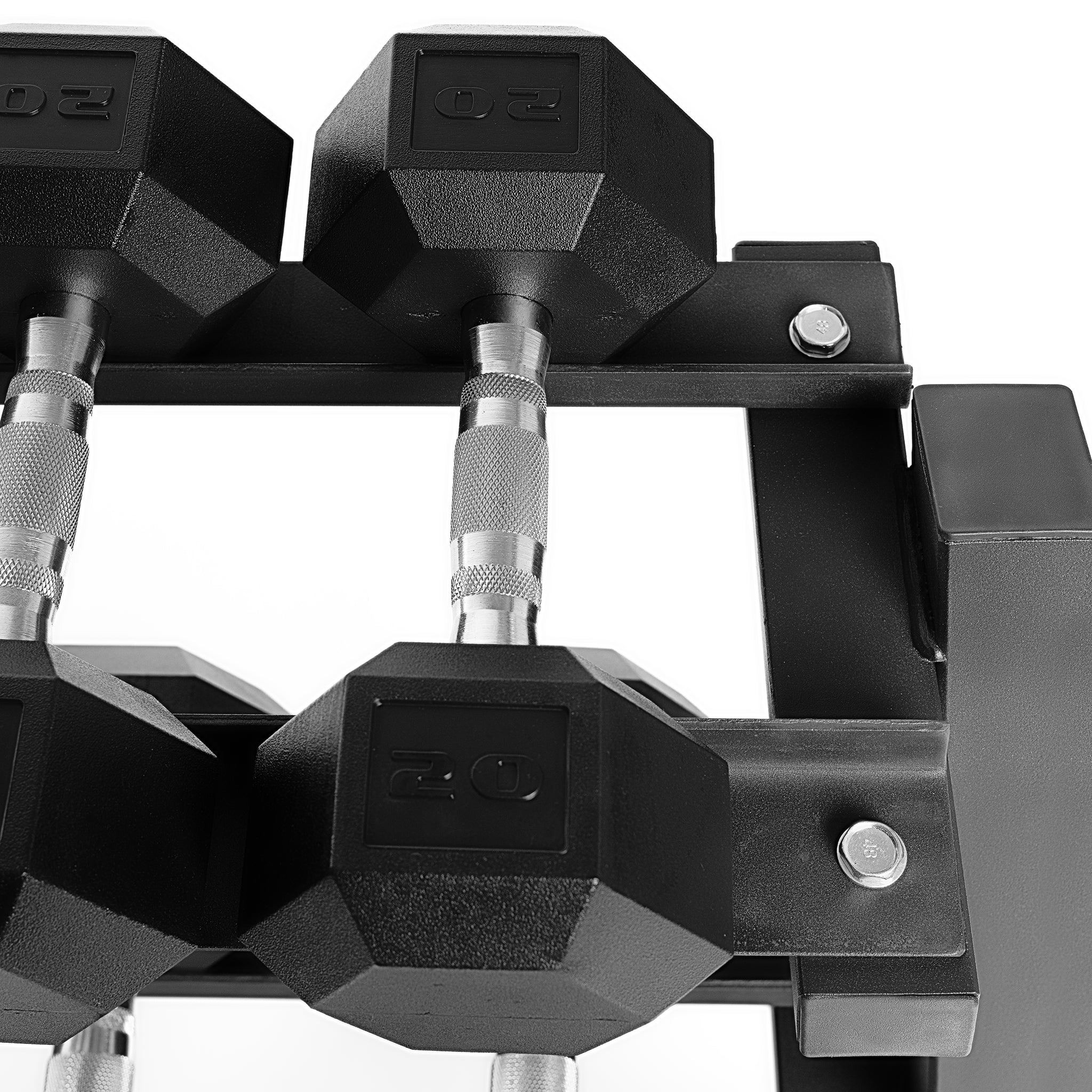 5 - 50lbs Premium PVC Dumbbell Set with Commercial 3-Tier Dumbbell Rack 40"