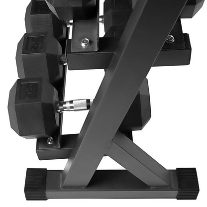 5 - 50lbs Premium PVC Dumbbell Set with Commercial 3-Tier Dumbbell Rack 40"