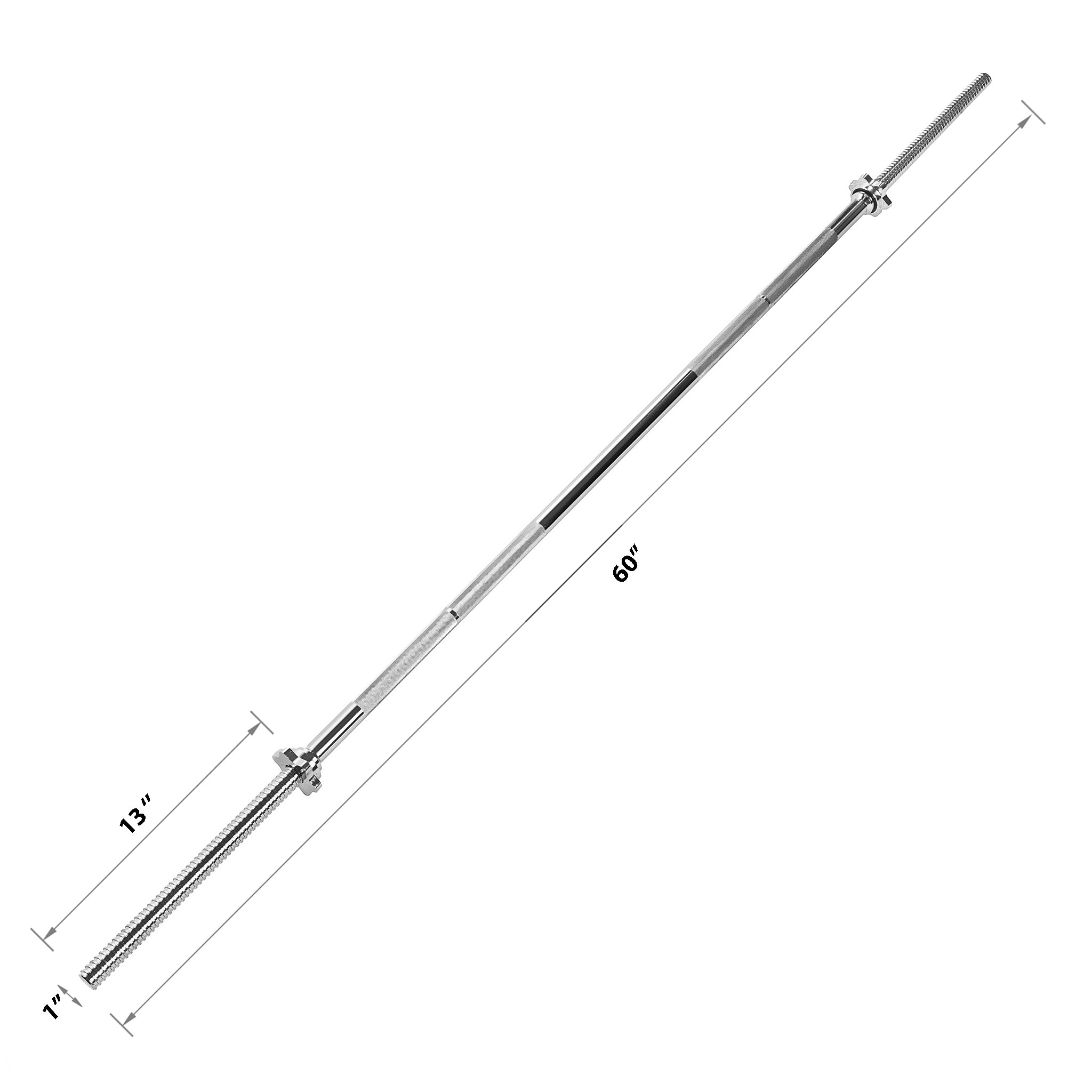 Regular Solid Chromed 60 Inch Bar - Threaded
